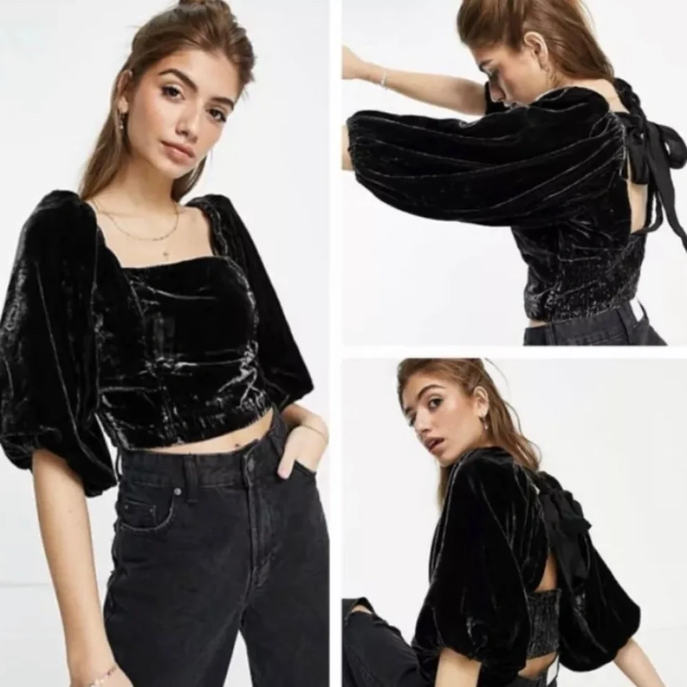 Free People Marie Velvet Open Back in Black - Picture 4 of 4